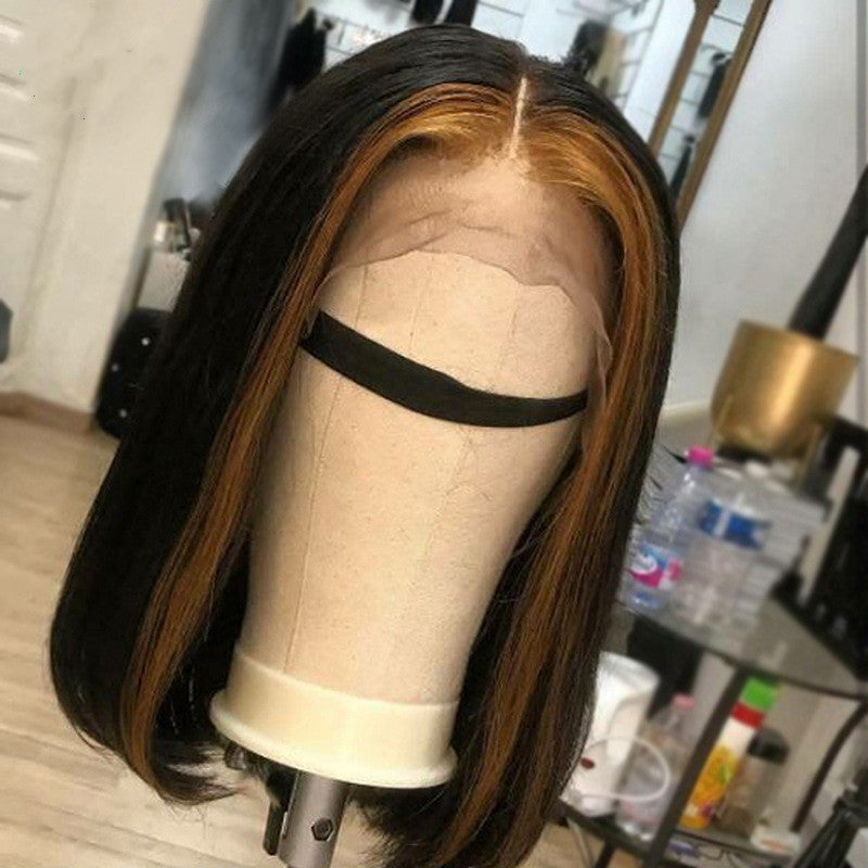 Real Hair Wig, Front Lace 13X5X1 Straight Highlight 1B 27 Hair Wigs EE&JR