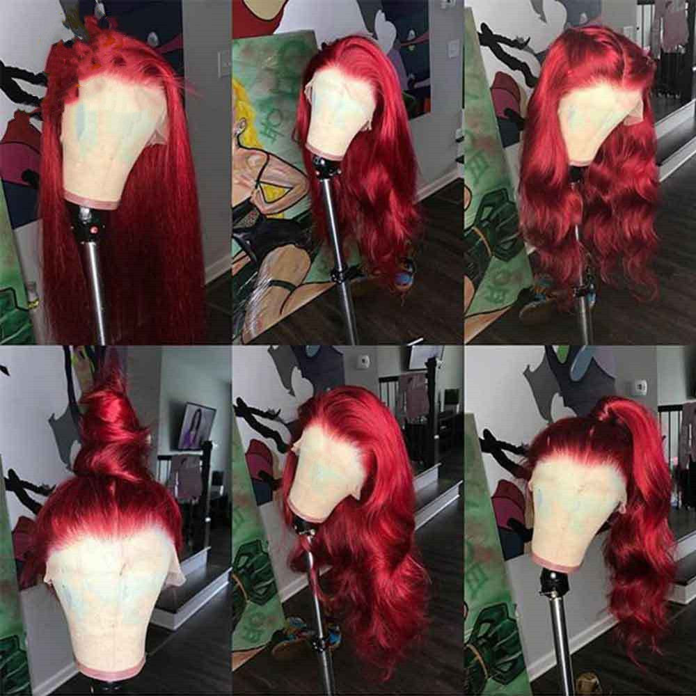 Burgundy Lace Front Human Hair Wigs Red Human Hair Wig EE&JR