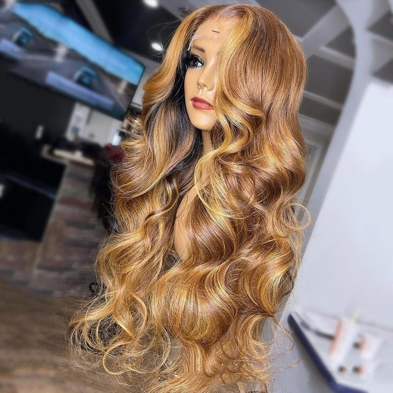 Honey Blonde Body Wave Lace Front Pre Plucked Highlight Wig EE&JR