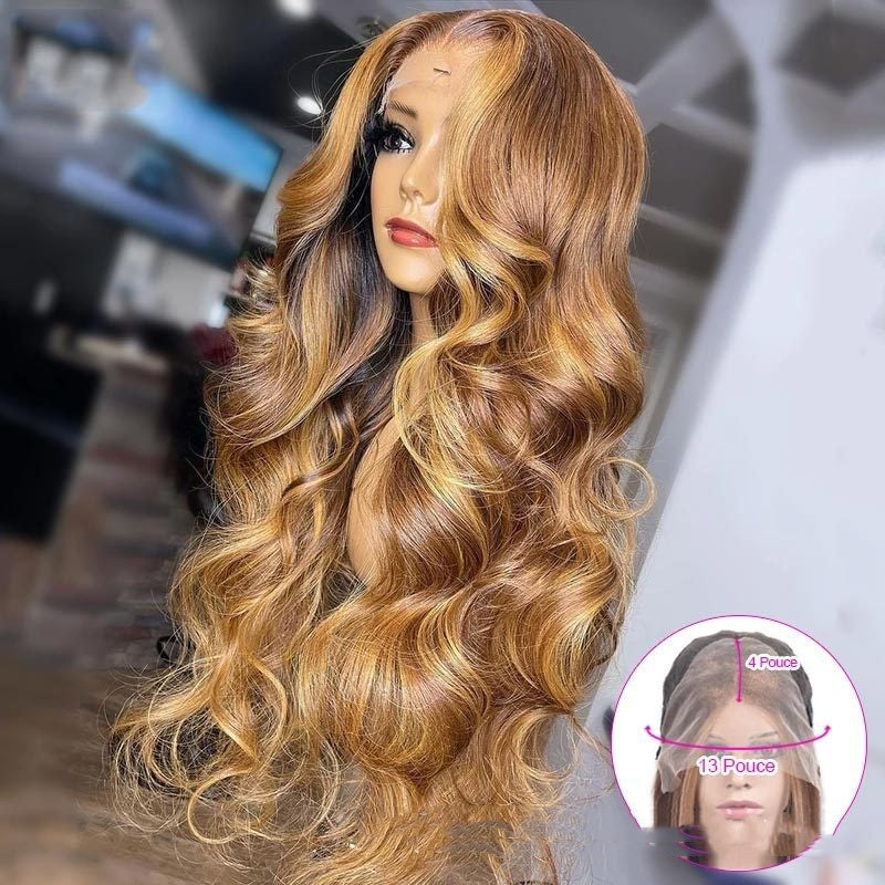 Honey Blonde Body Wave Lace Front Pre Plucked Highlight Wig EE&JR
