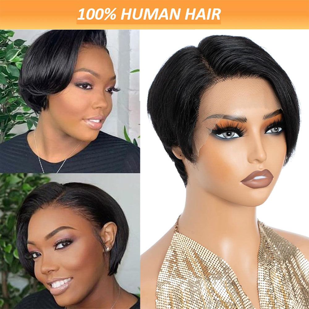 Human Hair Lace Bob Non-toxic Wig-pre-drawn, 13X4X1 Lace,  Short Straight, T-part Lace Front Short Wig, Suitable For The Whole Scene. EE&JR