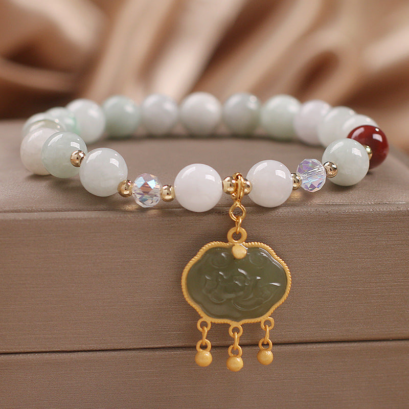 Summer Blue Hetian Jade Beaded Bracelet