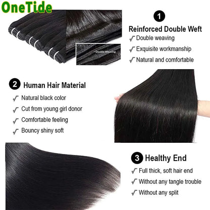Straight Human Hair Bundles Human Hair Weave Brazilian 100% Human Hair Bundles Remy Hair Extensions
