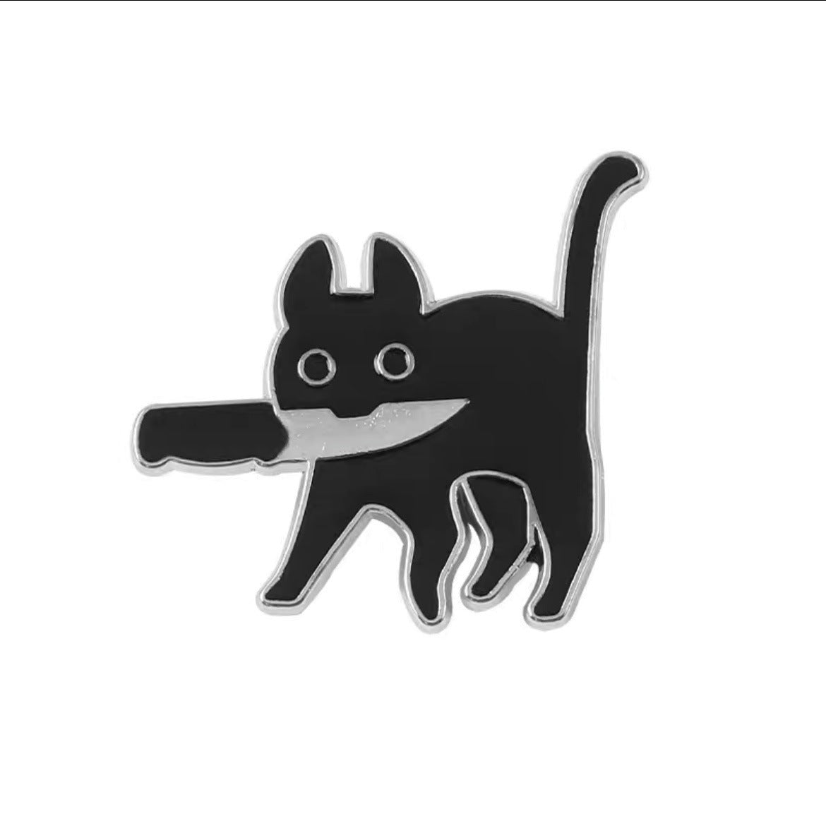 Black Cat Knife Brooch Cute Personality Original Badge Cartoon Metal Accessories